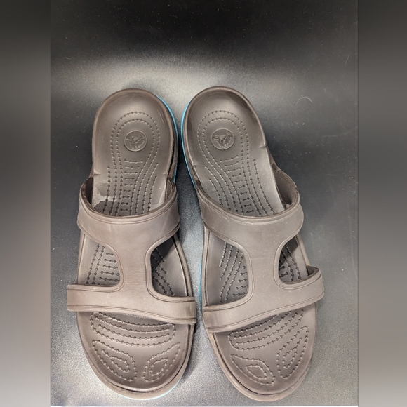 Crocs women's brown sandals shoes beach open toe backless Sz 10 - Picture 1 of 7